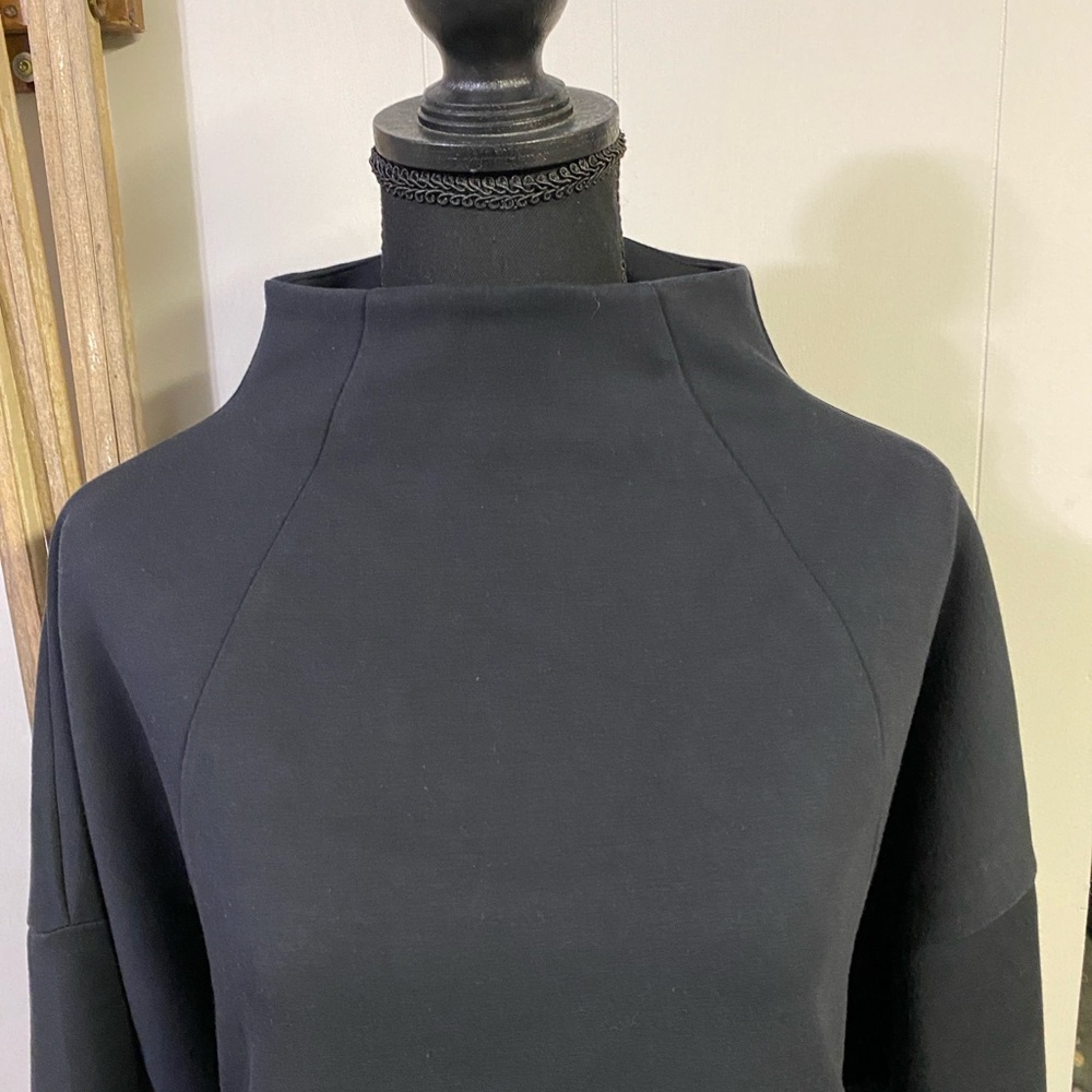 Women's Black Funnel Neck Sweatshirt. Crane.